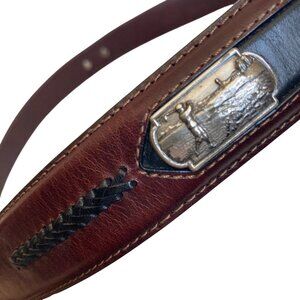 Onyx By Brighton Brown Black Leather Silver Medallion Golf Belt Size 42 Preppy